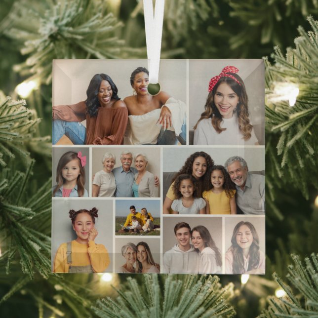 Create Your Own 10 Photo Collage Glass Tree Decoration (Insitu)