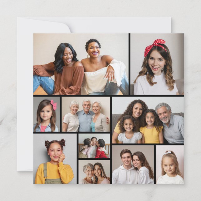 Create Your Own 10 Photo Collage Greeting Card (Front)