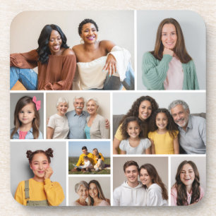 Create Your Own 10 Photo Collage Hard Plastic Coaster