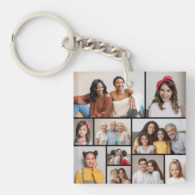 Create Your Own 10 Photo Collage Key Ring (Front)