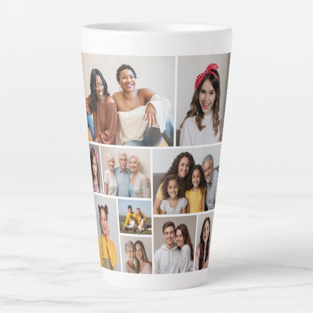 Create Your Own 10 Photo Collage Latte Mug (Front)