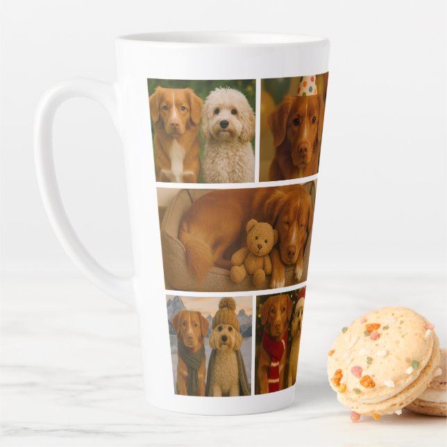 Create your own 10 photo collage personalized latte mug (In Situ)