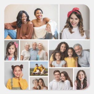 Create Your Own 10 Photo Collage Square Sticker
