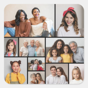 Create Your Own 10 Photo Collage Square Sticker