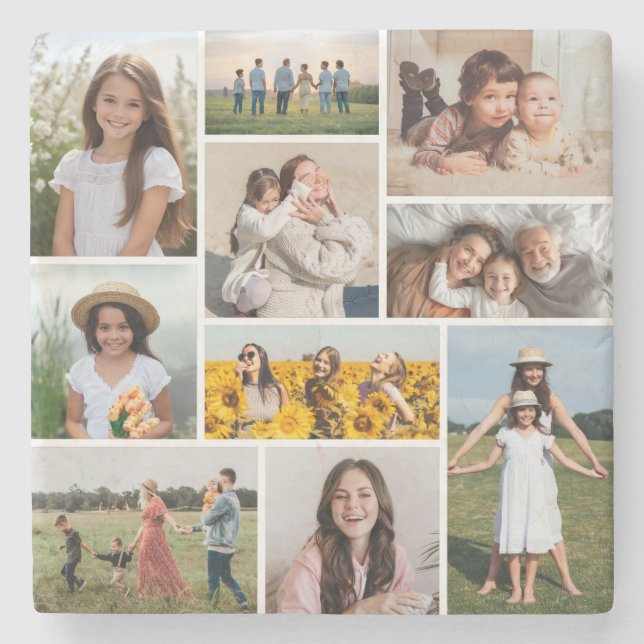 Create Your Own 10 Photo Collage Stone Coaster (Front)