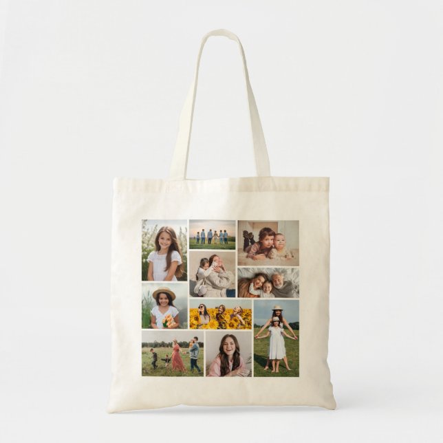 Create Your Own 10 Photo Collage Tote Bag (Front)