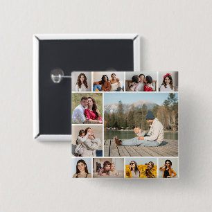 Create Your Own 11 Photo Collage 15 Cm Square Badge