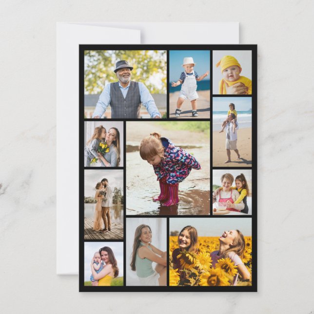 Create Your Own 11 Photo Collage Flat Card (Front)