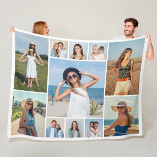 Create Your Own 11 Photo Collage Fleece Blanket