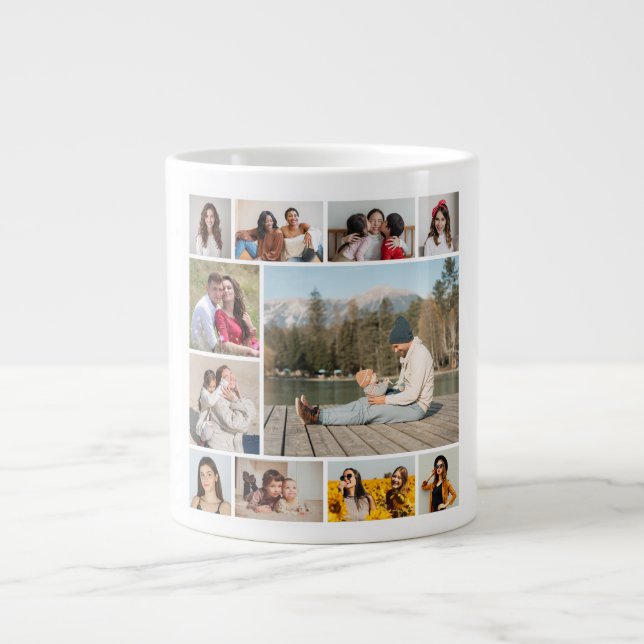 Create Your Own  11 Photo Collage Large Coffee Mug (Front)