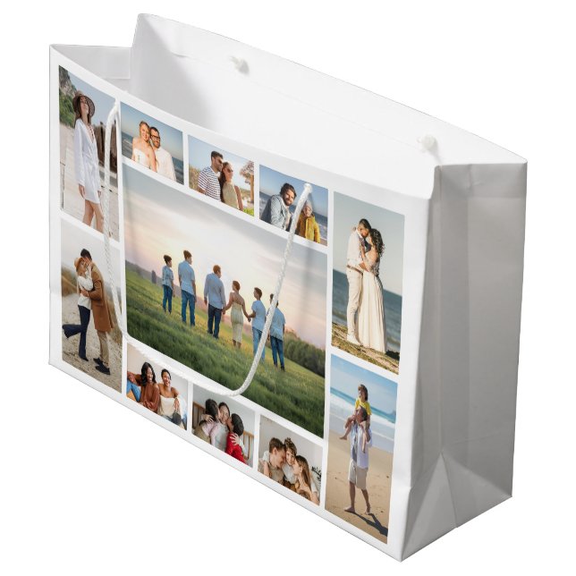 Create Your Own 11 Photo Collage Large Gift Bag (Front Angled)