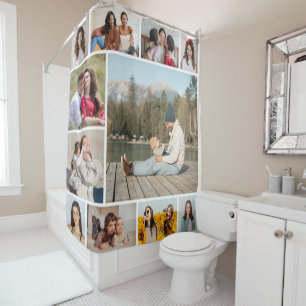 Create Your Own  11 Photo Collage Shower Curtain