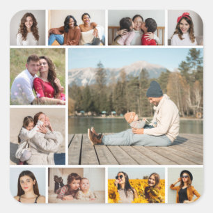 Create Your Own  11 Photo Collage Square Sticker