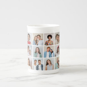 Create Your Own 12 Photo Collage Bone China Mug
