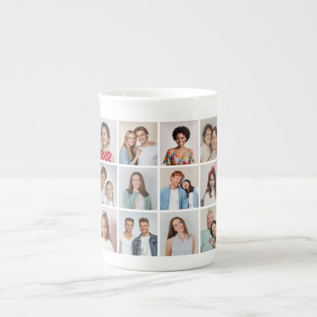 Create Your Own 12 Photo Collage Bone China Mug (Front)