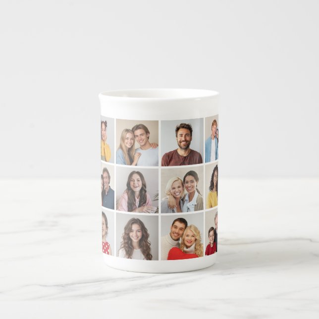Create Your Own 12 Photo Collage Bone China Mug (Front)
