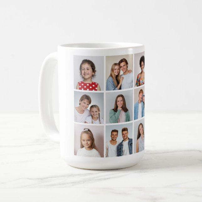 Create Your Own 12 Photo Collage Coffee Mug (Front Left)