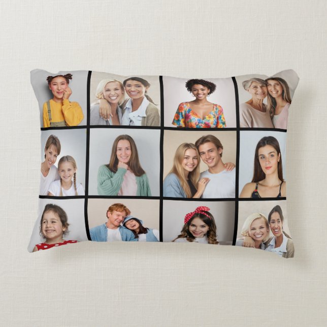 Create Your Own 12 Photo Collage Decorative Cushion (Back)