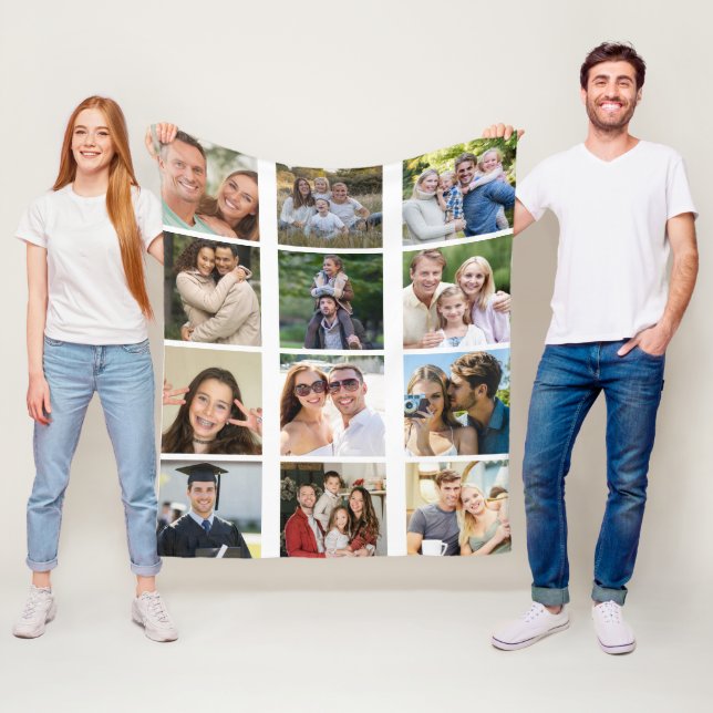 Create your Own 12 Photo Collage  Fleece Blanket (In Situ)