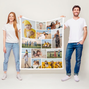 Create Your Own 12 Photo Collage Fleece Blanket