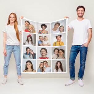 Create Your Own 12 Photo Collage Fleece Blanket