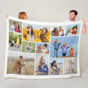 Create Your Own 12 Photo Collage Fleece Blanket