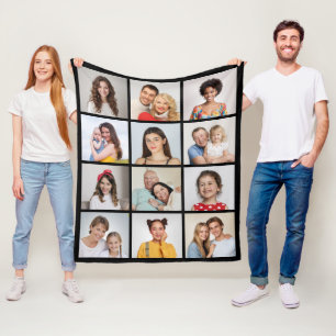 Create Your Own 12 Photo Collage Fleece Blanket