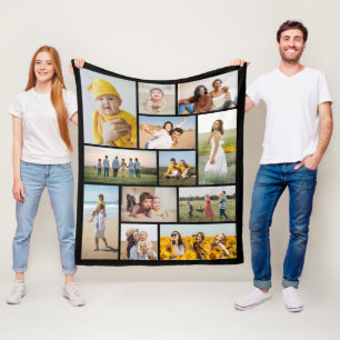 Create Your Own 12 Photo Collage Fleece Blanket
