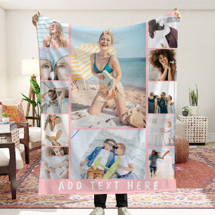 Create Your Own 12 Photo Collage Fleece Blanket
