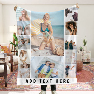 Create Your Own 12 Photo Collage Fleece Blanket