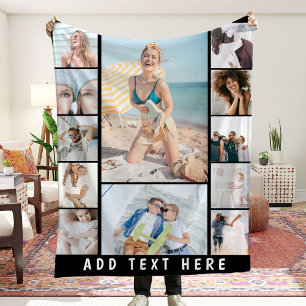 Create Your Own 12 Photo Collage Fleece Blanket