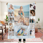 Create Your Own 12 Photo Collage Fleece Blanket<br><div class="desc">Create your very own personalised photo gift fleece blanket,  featuring a light blue background that can be changed to any colour,  12 of your most favourite pictures,  and a simple text template for you to customise. This unique blanket makes a wonderful gift for yourself,  family or friends.</div>