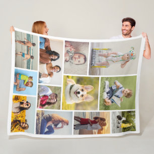 Create Your Own 12 Photo Collage Fleece Blanket