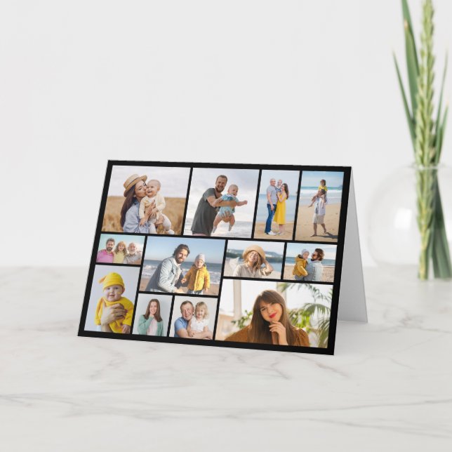 Create Your Own 12 Photo Collage Folded Greeting Card (Front)