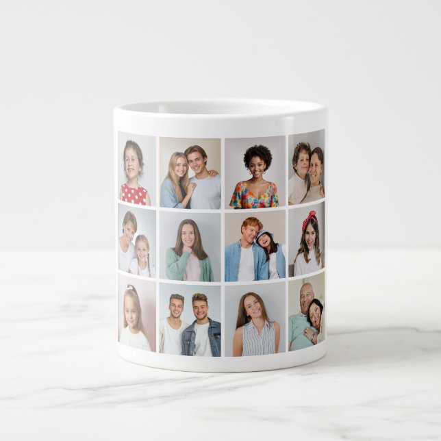 Create Your Own 12 Photo Collage Large Coffee Mug (Front)
