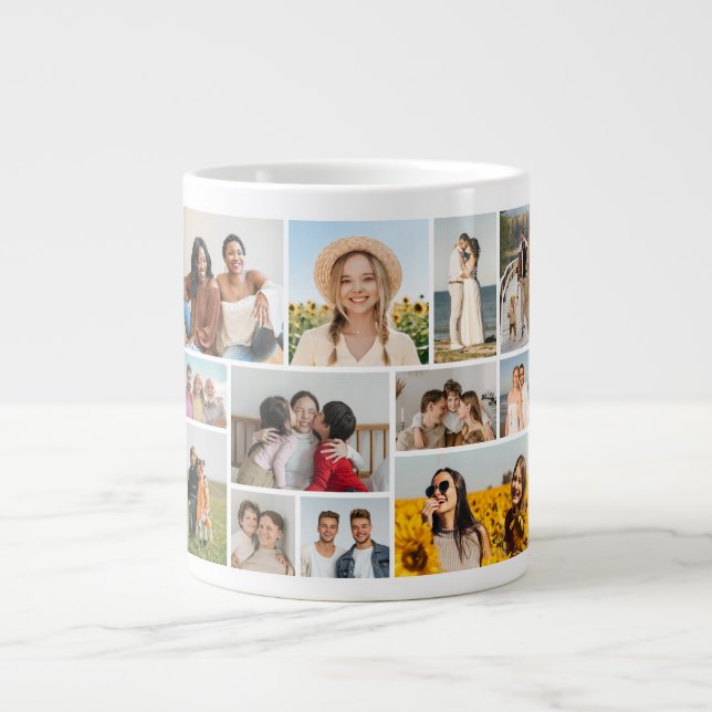 Create Your Own 12 Photo Collage  Large Coffee Mug (Front)