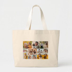 Create Your Own 12 Photo Collage Large Tote Bag