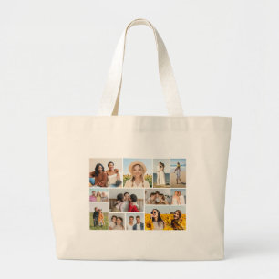 Create Your Own 12 Photo Collage Large Tote Bag