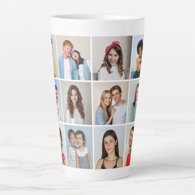 Create Your Own 12 Photo Collage Latte Mug (Front)