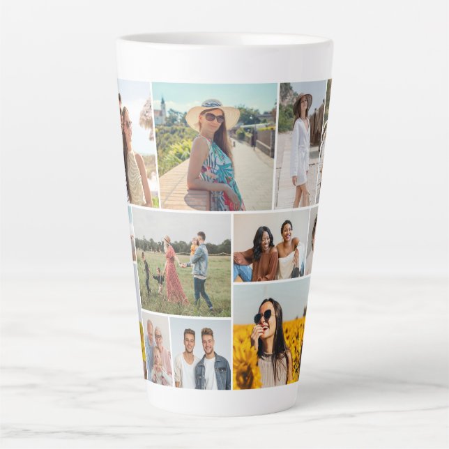 Create Your Own 12 Photo Collage  Latte Mug (Front)