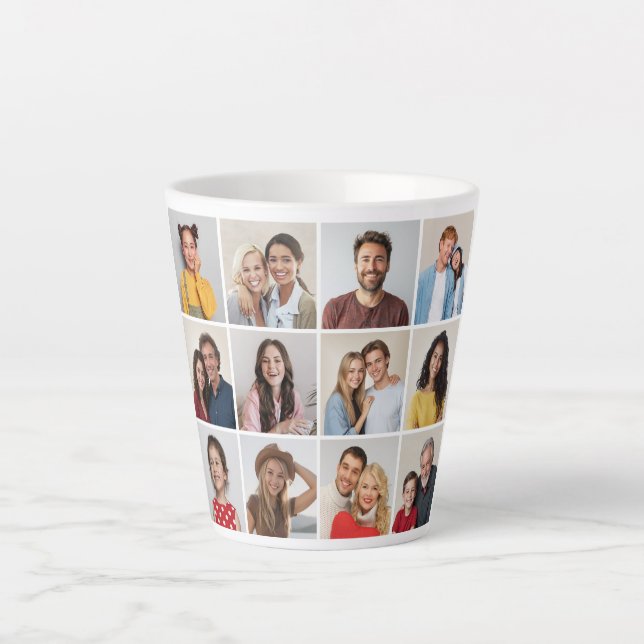 Create Your Own 12 Photo Collage Latte Mug (Front)