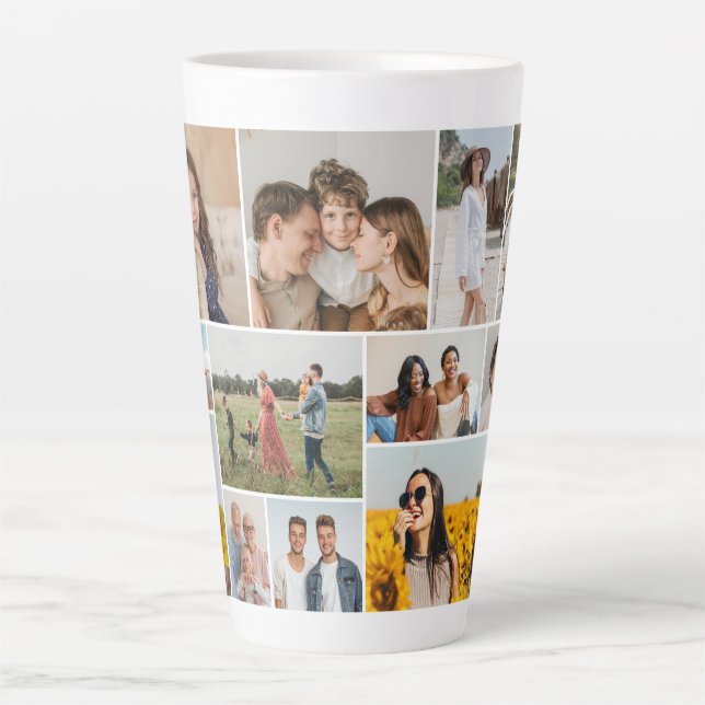 Create Your Own 12 Photo Collage  Latte Mug (Front)