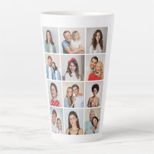Create Your Own 12 Photo Collage Latte Mug