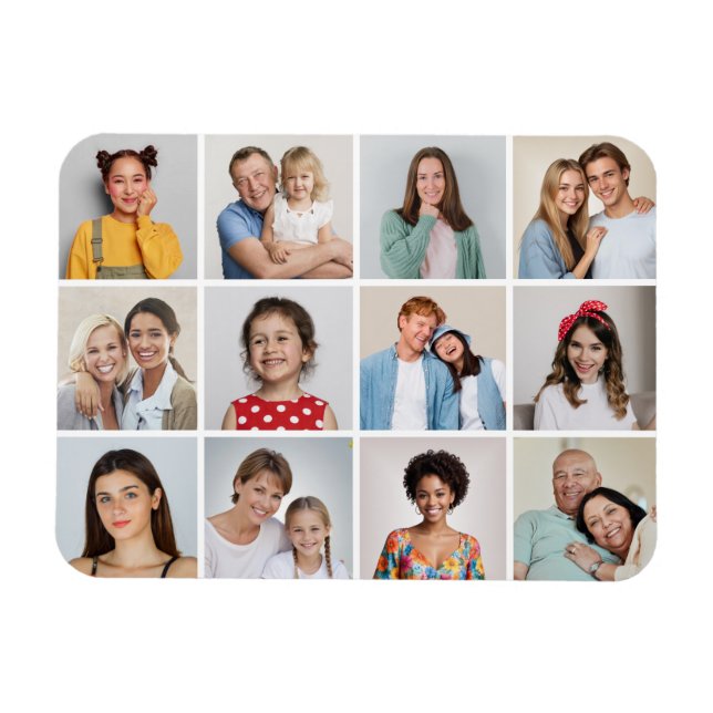 Create Your Own 12 Photo Collage Magnet (Horizontal)