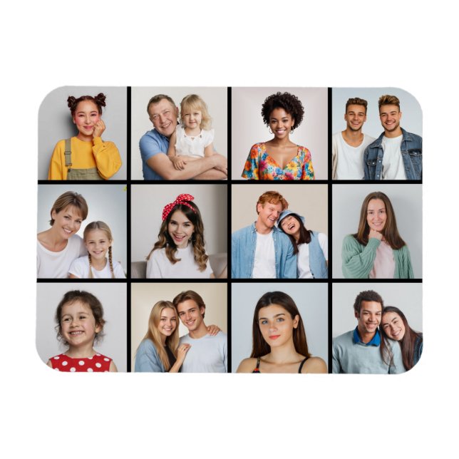 Create Your Own 12 Photo Collage Magnet (Horizontal)