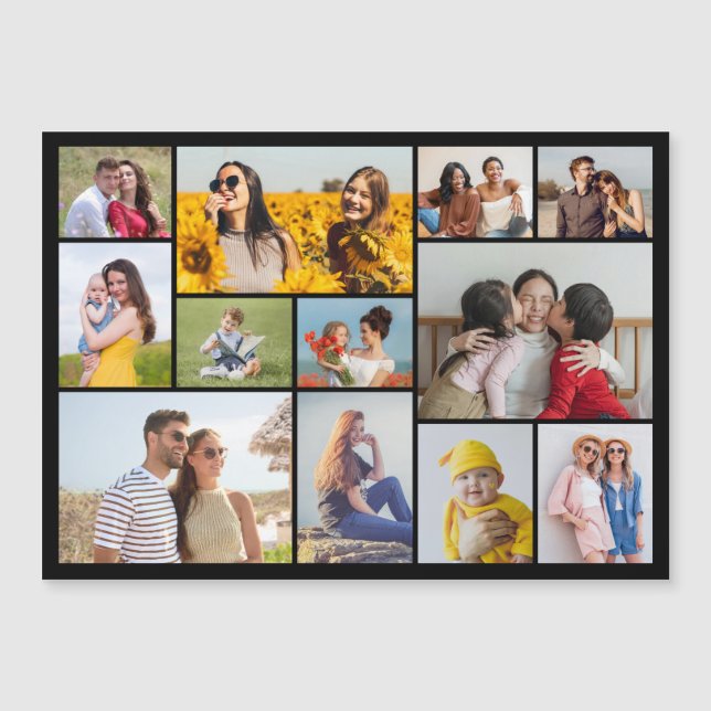 Create Your Own 12 Photo Collage Magnetic Card (Front)