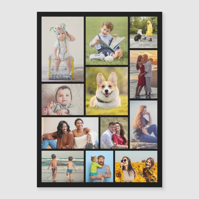 Create Your Own 12 Photo Collage Magnetic Card (Front)