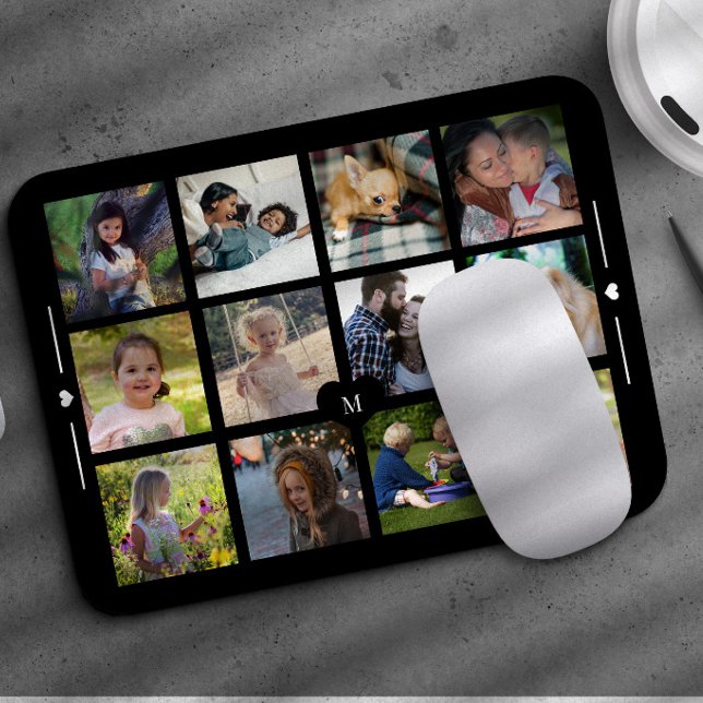 Create your own 12 photo collage monogram mouse pad (Creator Uploaded)