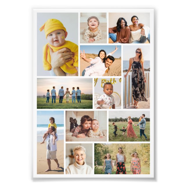 Create Your Own 12 Photo Collage Photo Enlargement Print (Front)
