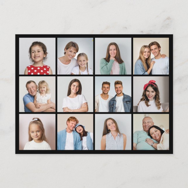 Create Your Own 12 Photo Collage Postcard (Front)